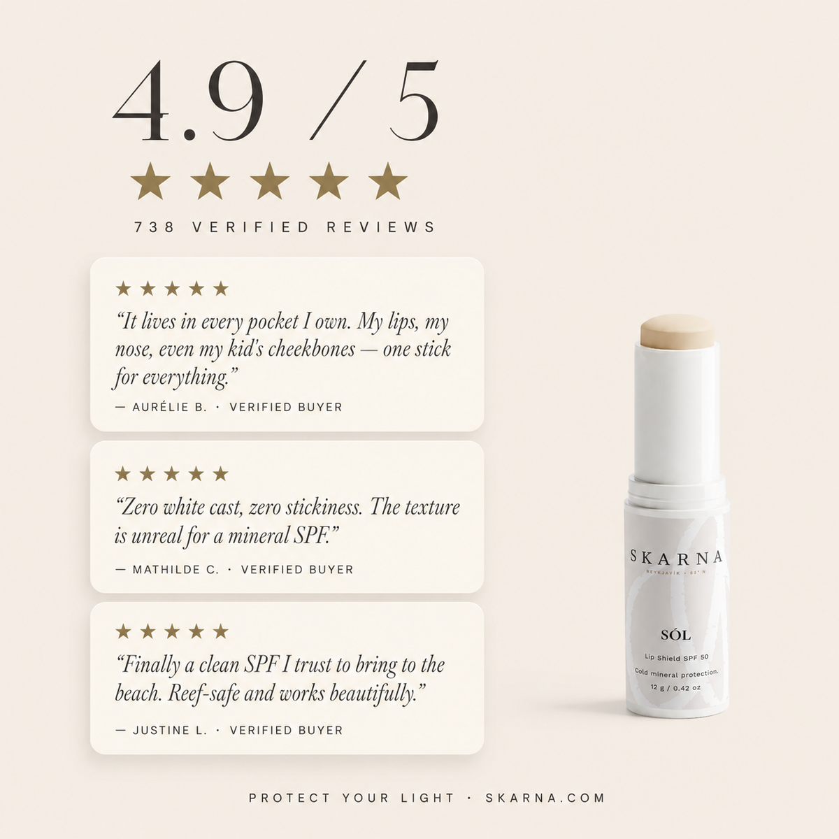 SÓL Lip Shield SPF 50 sans teint