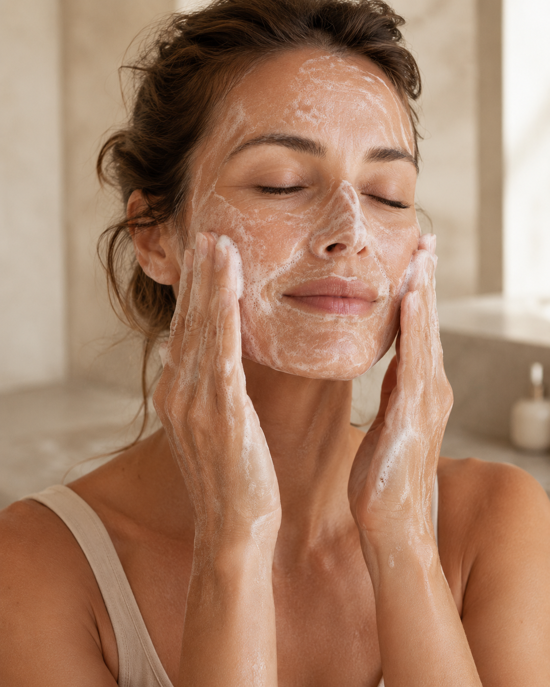 GEYSIR Glow Cleanser — the product in use